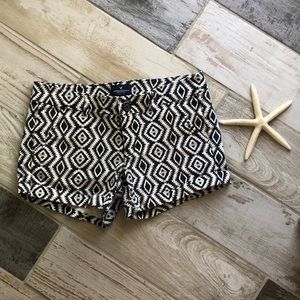 American Eagle Black and White Tribal Shorts